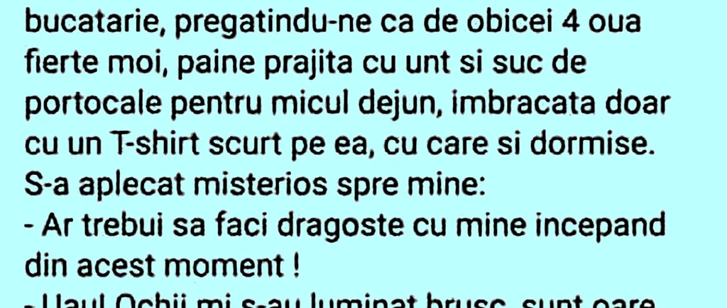 Bancul de joi | Apetisanta nevastă și micul-dejun delicios