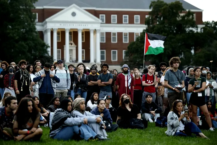 Protest dintr-un campus universitar din Maryland. Sursa Foto: Profimedia 