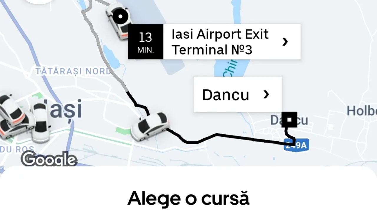 Câți bani i s-au cerut unui client, pentru o cursă Uber de doar 13 minute, până la Aeroportul din Iași. Suma e colosală