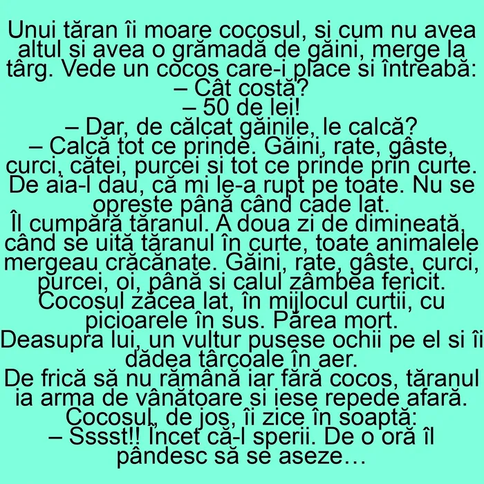 Bancul de sâmbătă | Povestea cocoșului de 50 de lei