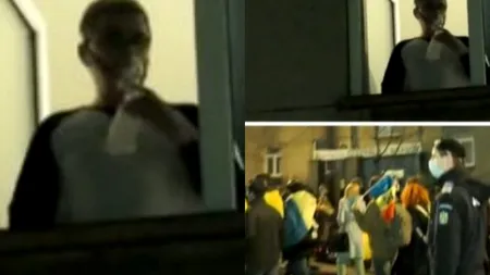 Viral: Un bolnav de COVID care respiră cu masca de oxigen se uită pe geamul spitalului la protestele din Brașov (FOTO)