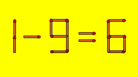 TEST IQ | 1-9=6 este greșit. Pentru a corecta egalitatea, mutați un singur chibrit