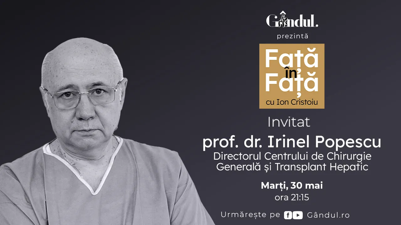 ‘’Față în față cu Ion Cristoiu’’ începe marți, 30 mai, de la ora 21.15. Invitat: prof. dr. Irinel Popescu