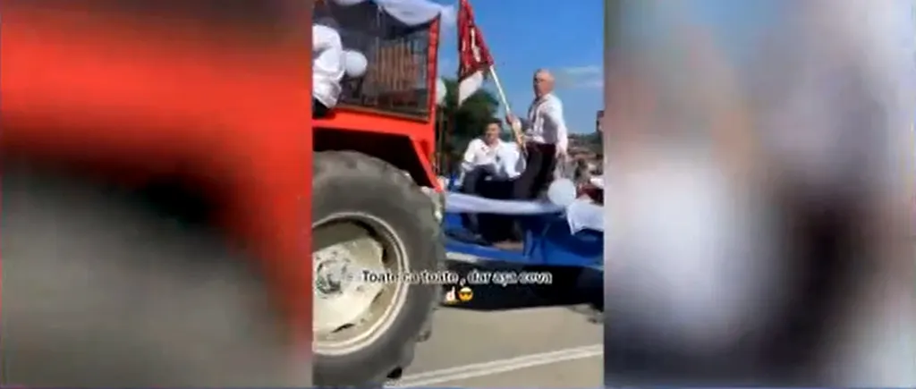 Ultima FIȚĂ la nunțile din România: Mirii și invitații sunt duși cu tractorul la petrecere!