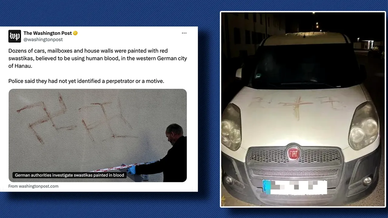 Șoc în presa internațională: un român a fost arestat în Germania după ce a desenat cu sânge zeci de svastici pe mașini și case