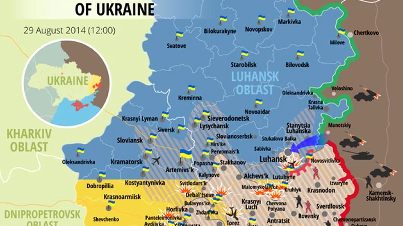 HARTA conflictului din estul Ucrainei: Cum au evoluat luptele în ultimele două săptămâni - FOTO
