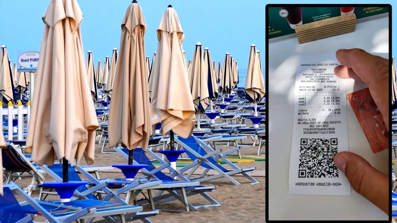 Câți euro a plătit un turist român pentru un șezlong, pe o plajă din Thasos. A crezut că nu vede bine!