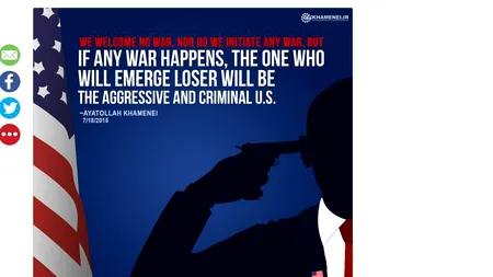 Un mesaj postat pe un cont al ayatollahului Khamenei pare să-l arate pe Obama cu pistolul la tâmplă