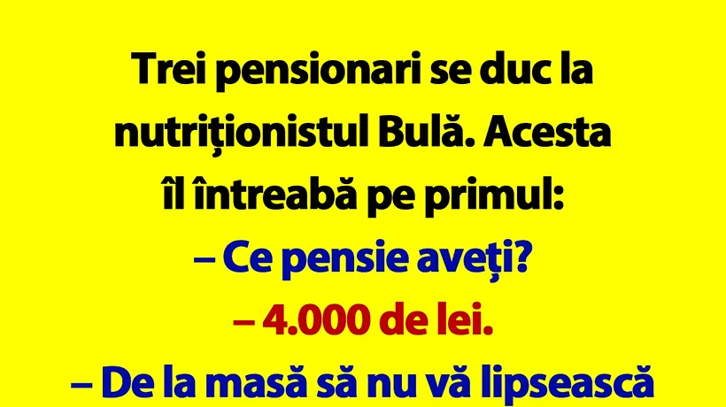 BANC | Nutriționistul Bulă și cei 3 pensionari