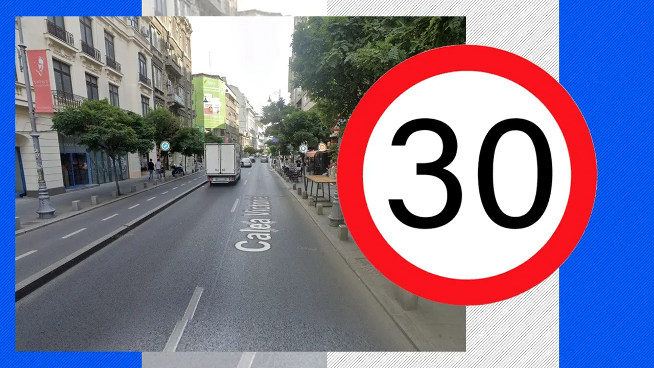 Capcana de pe Calea Victoriei. Marea surpriză pentru șoferi, după instituirea limitei de viteză de 30 km/h
