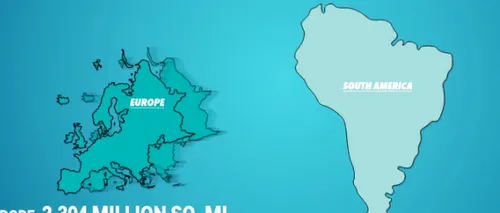 Vei privi altfel lumea după acest clip: Europa e de trei ori mai mică decât America de Sud, iar Alaska e cât șase Italii
