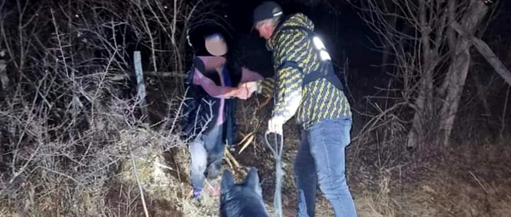 Bătrână rătăcită în pădure, găsită cu ajutorul unui CÂINE DRESAT în Gorj. Animalul nu este la prima acțiune încheiată cu succes