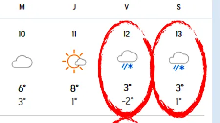 Lista orașelor din România în care ninge începând de vineri, 12 decembrie, potrivit meteorologilor Accuweather