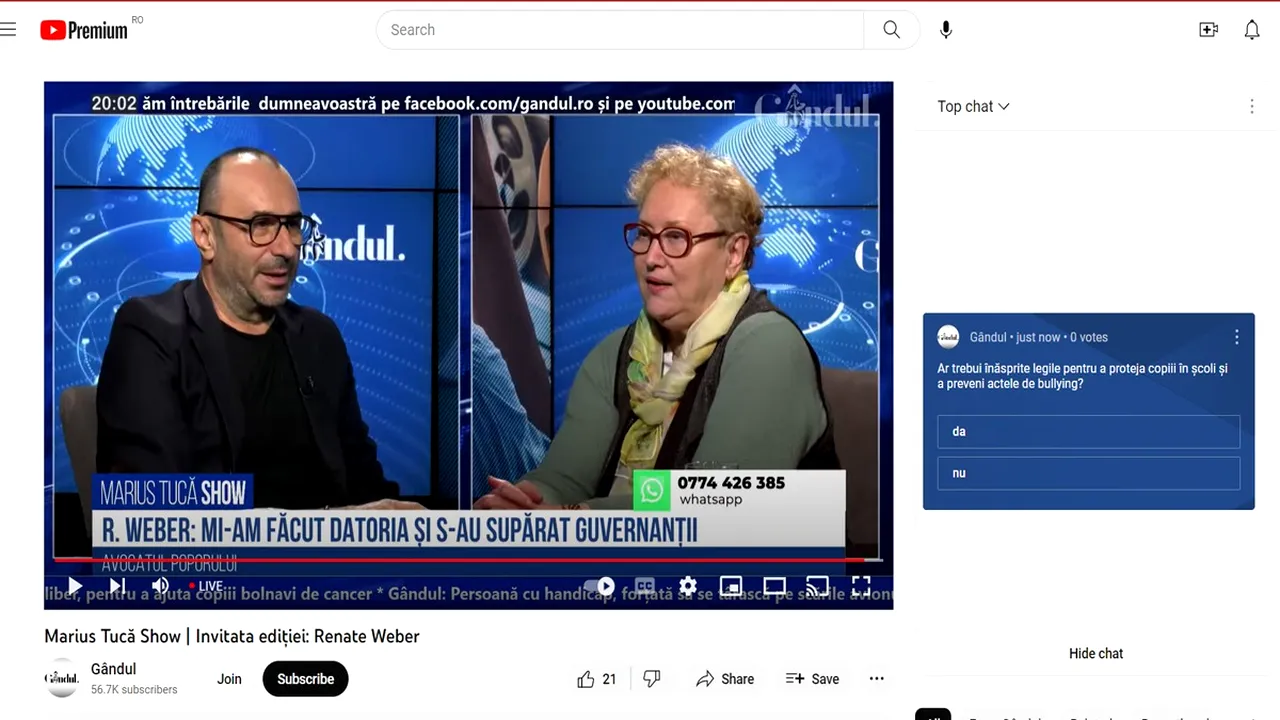 POLL Marius Tucă Show: „Ar trebui înăsprite legile pentru a proteja copiii în școli și a preveni actele de bullying?”