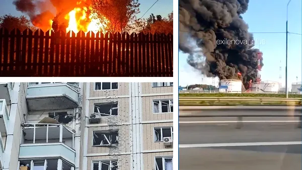 Atac masiv cu peste 500 de drone ucrainene asupra Rusiei. Explozii în Moscova la depozitul Transneft. Sunt cel puțin 3 morți și blocuri avariate