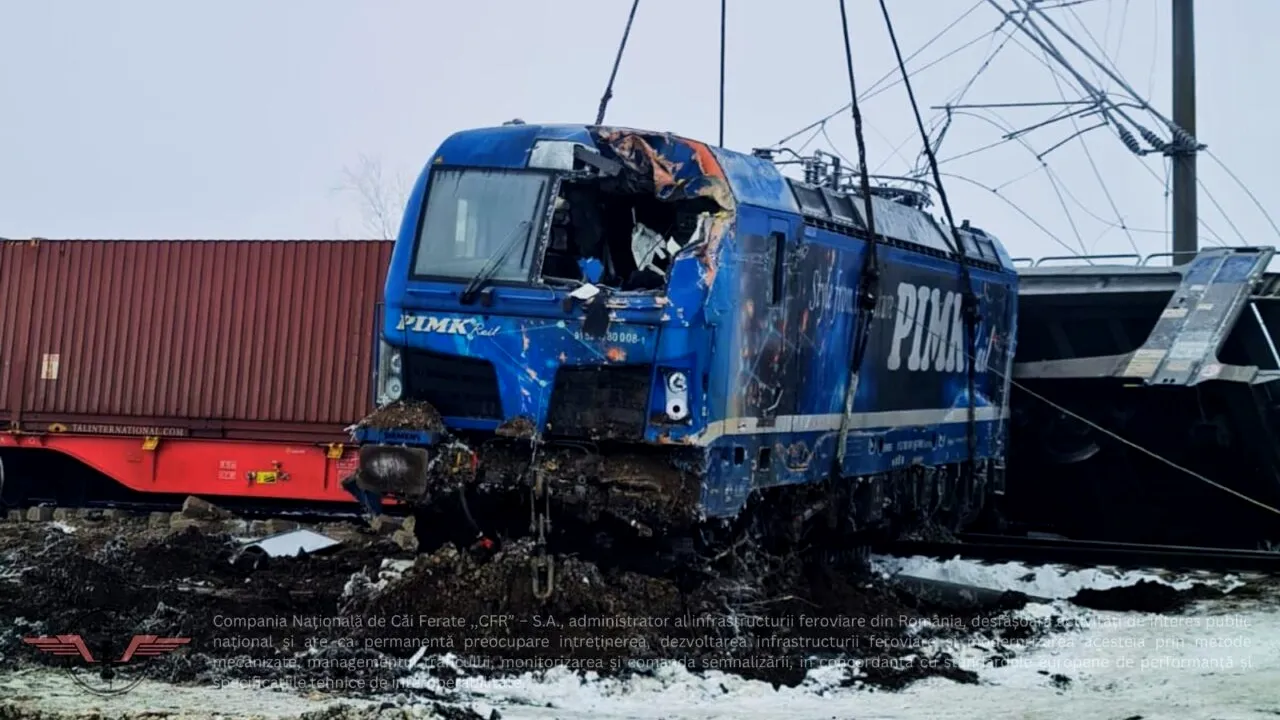 OPERAȚIUNE în forță de ridicare a vagoanelor deraiate în județul Olt. Restricțiile în trafic, menținute după accidentul feroviar