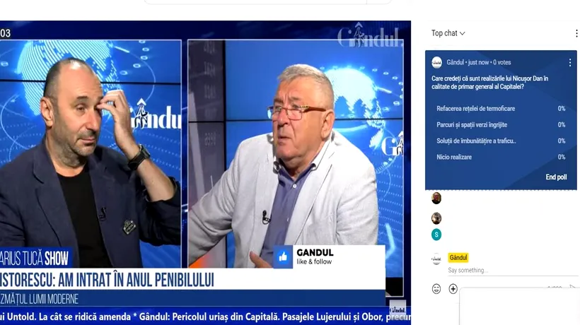 POLL Marius Tucă Show: „Care credeți că sunt realizările lui Nicușor Dan, în calitate de primar al Capitalei”. Au existat patru variante de răspuns
