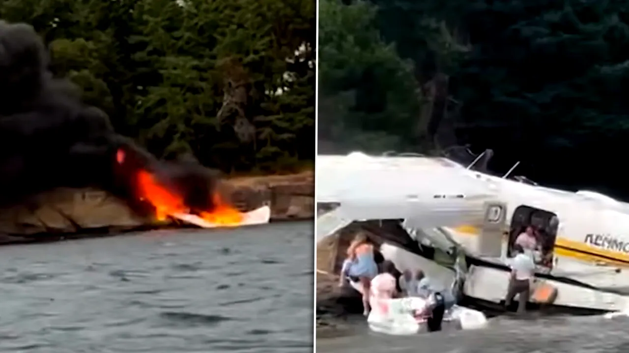 Un hidroavion s-a prăbușit în statul Washington. Aeronava a efectuat o aterizare de urgență și a luat foc. Câți pasageri se aflau a bord