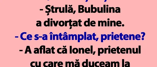 BANC | Bubulina a divorțat de Bulă: „A aflat de Ionel”
