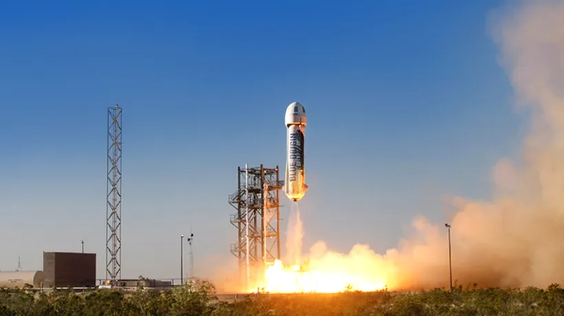 Blue Origin, compania lui Jeff Bezos, a trecut cu brio testul de aterizare la punct fix a unei rachete