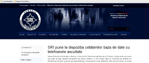 SRI a postat pe pagina oficială o știre-farsă: Punem la dispoziția cetățenilor baza de date cu telefoanele ascultate. Serviciul revine cu o clarificare agramată