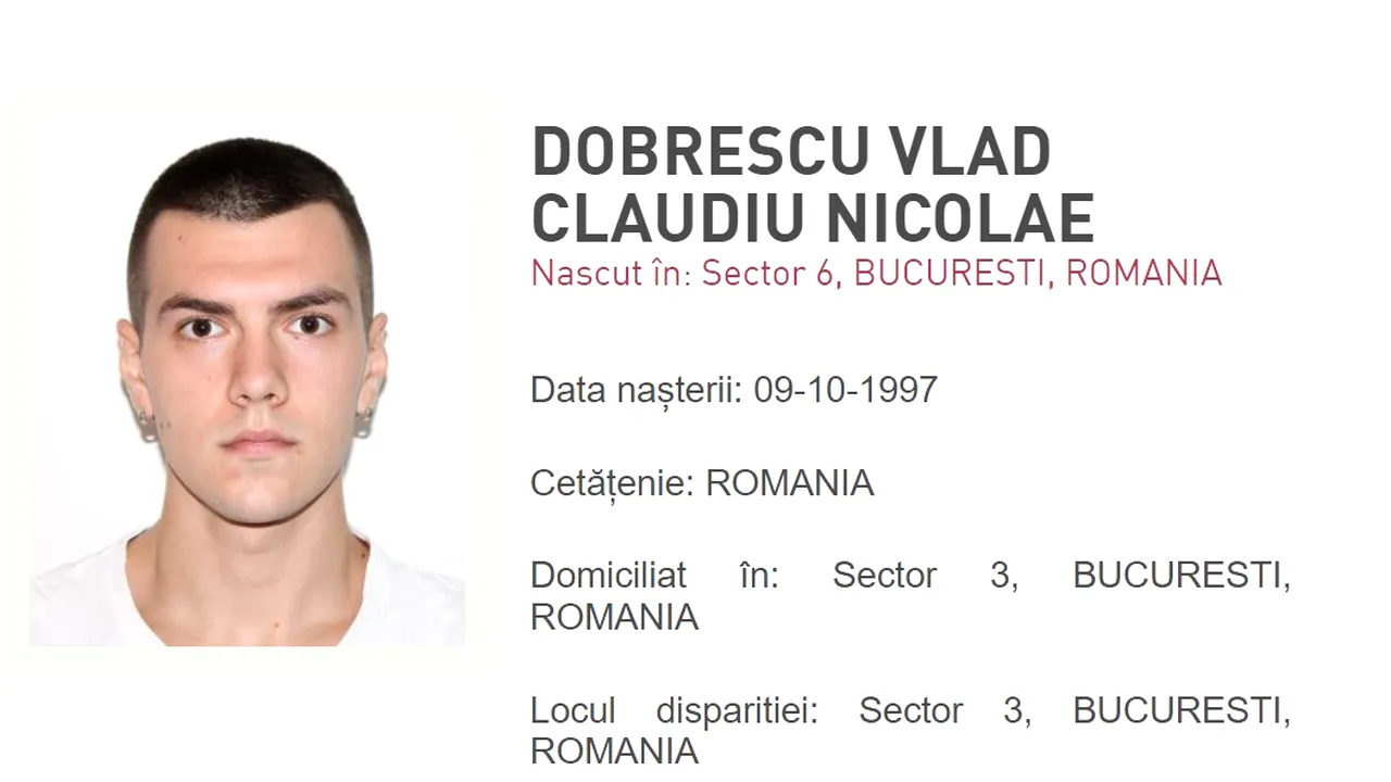 Un tânăr de 26 de ani din Capitală, dat DISPĂRUT. Polițiștii au dat semnalmentele bărbatului și fac apel la cetățeni să sune la 112 dacă au informații