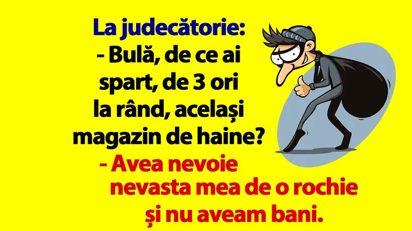 BANC | Bulă, de ce ai spart, de 3 ori la rând, același magazin de haine?