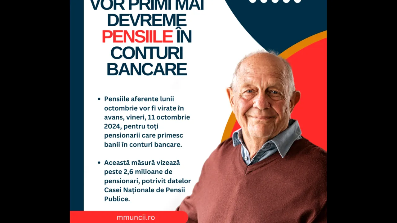 Pensiile vor fi virate mai DEVREME/ Ministerul anunță că, vineri, pensionarii vor avea banii pe CARD