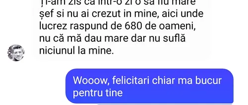 Bancul de joi | Ți-am zis că într-o zi o să fiu mare șef