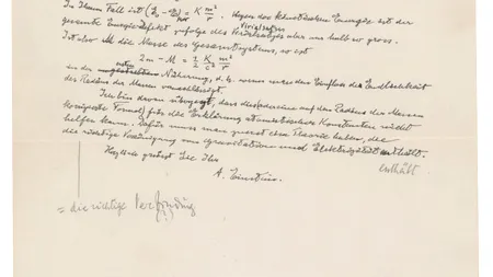 O scrisoare a lui Einstein care conţine ecuaţia E=mc2 s-a vândut cu 1,2 milioane de dolari
