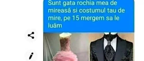 BANCUL de marți | Rochia de mireasă roz și costumul de ginere negru