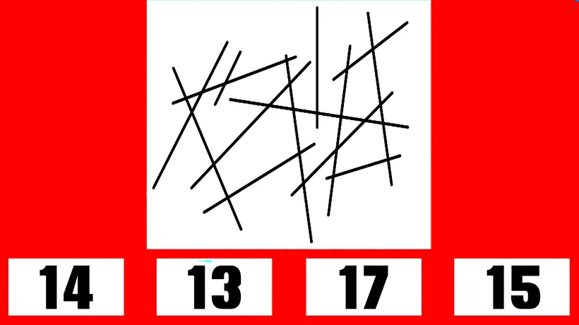 TEST IQ foarte greu | Câte linii apar în această poză: 14, 13, 17 sau 15?