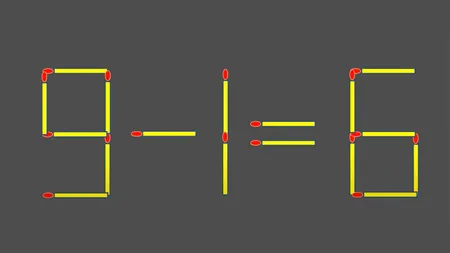 Test IQ cu chibrituri | Corectați 9-1=6, mutând un singur băț