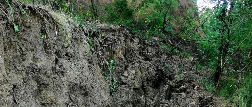 O alunecare de teren s-a produs într-un sat din Vâlcea. Patru gospodării, în pericol - FOTO&VIDEO