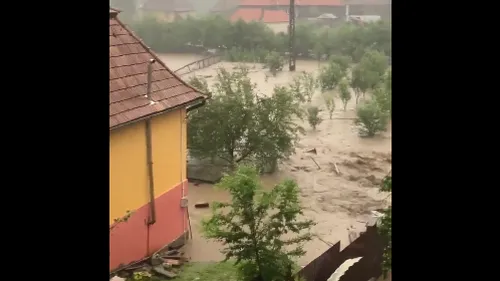 A fost prăpăd în județul Alba, aflat sub cod roșu de ploi torențiale: case inundate, mașini luate de viitură și localnici, între care și copii, blocați în poduri (VIDEO)
