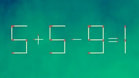 Test de inteligență | Corectați 9+5-3=1, mutând un singur băț de chibrit