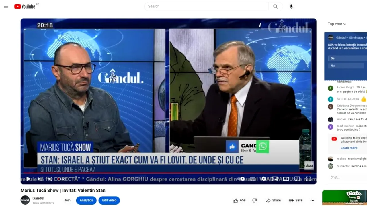 POLL Marius Tucă Show: „SUA vor bloca intenția Israelului de a ataca Iranul ducând la o escaladare a conflictului?”