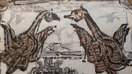 Spectacolul naturii cu stoluri de gâşte albe, în litografii de Jean Paul Riopelle expuse pentru prima dată în România / galerie foto