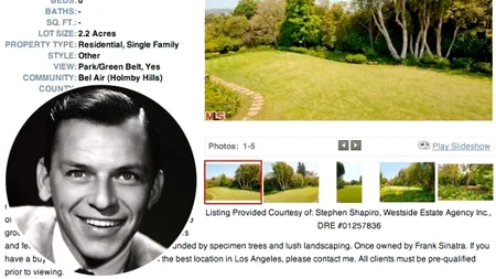 Vila din Los Angeles în care a locuit Frank Sinatra, scoasă la vânzare pentru 20 de milioane de dolari
