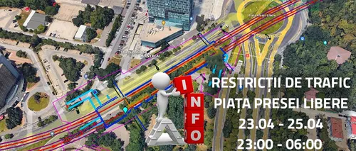 Restricții temporare de TRAFIC în Pasajul Piața Presei, București. Lucrări topografice pentru METROU