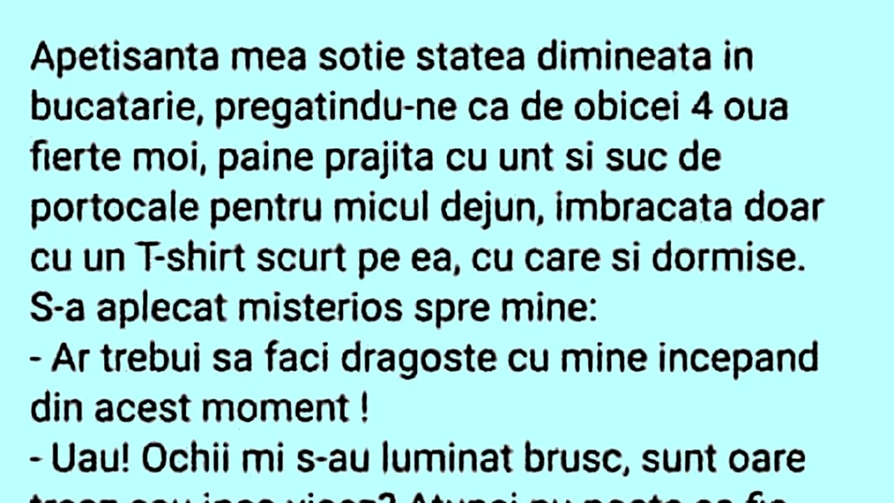 Bancul de joi | Apetisanta nevastă și micul-dejun delicios