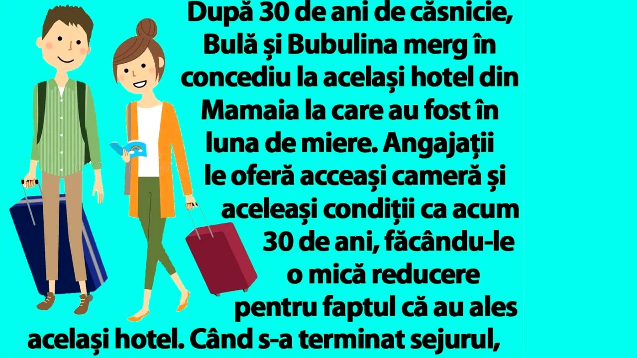 BANC | După 30 de ani de căsnicie, Bulă și Bubulina merg în concediu la același hotel din Mamaia la care au fost în luna de miere
