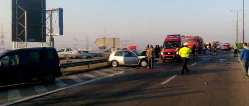 5 răniți, dintre care unul grav, după ce un TIR a intrat într-o mașină pe autostrada Sibiu-Orăștie