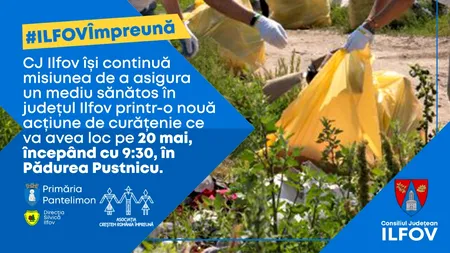 Consiliul Județean Ilfov își continuă misiunea de a asigura un mediu sănătos, printr-o acțiune de ecologizare la Pădurea Pustnicu (P)