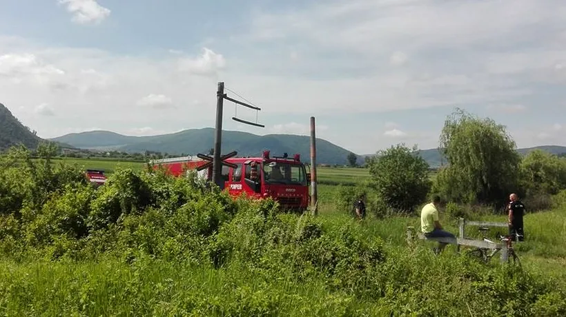 Locomotiva unui tren a luat foc la ieșirea dintr-un cartier al municipiului Bistrița