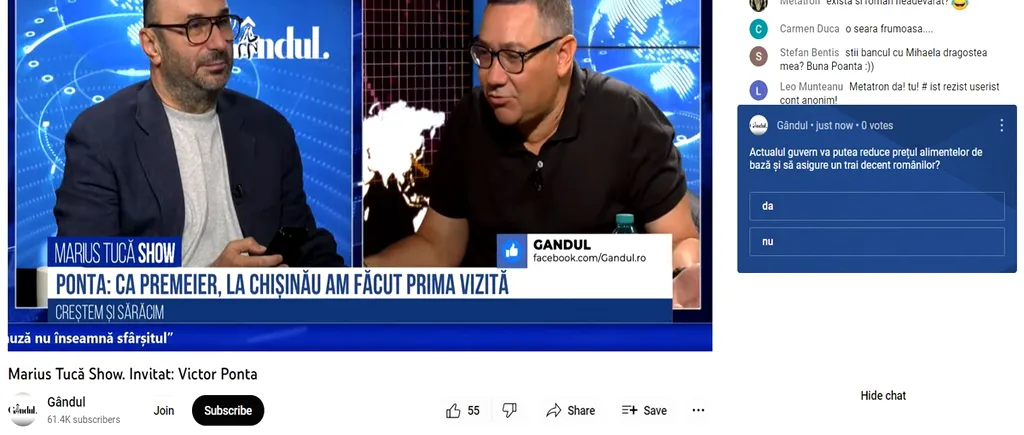 POLL Marius Tucă Show: „Actualul guvern va putea reduce prețul alimentelor de bază și să asigure un trai decent românilor”