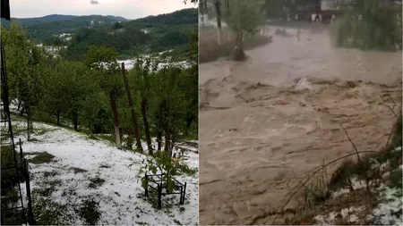 VIDEO | Ploile torențiale și GRINDINA au făcut ravagii în prima zi de Paște. Imagini cumplite!