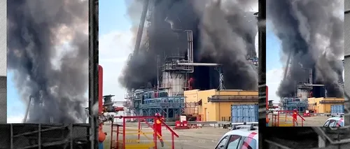 UPDATE | Incendiu urmat de explozie la rafinăria Petromidia Năvodari. Nu sunt victime printre angajați, dar un pompier s-a rănit la intervenție– VIDEO