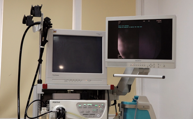 Echipament performnant de videoendoscopie, care permite vizualizarea tractului digestiv, prin examinare directă