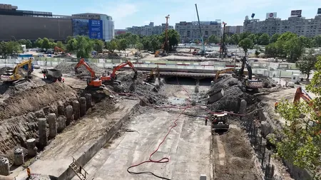 Planșeul Unirii. În ce stadiu sunt lucrările la structura de beton din centrul Bucureștiului